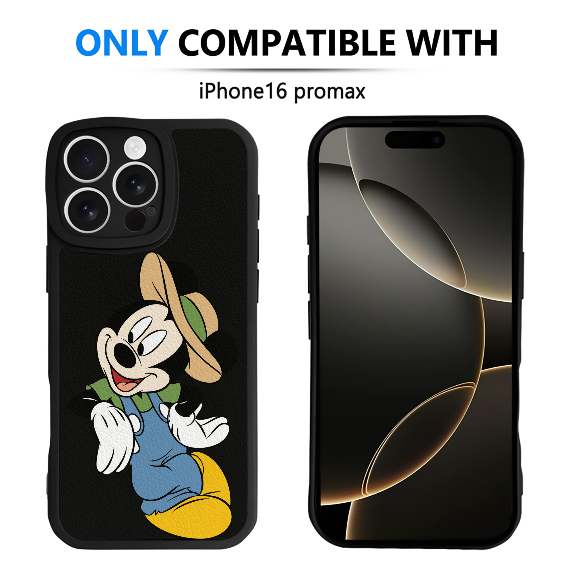 （画像用） ミッキーマウス Mickey Mouse 【iPhone 16シリーズ対応】シリコンスマホケース（レザー調） 材質：シリコン